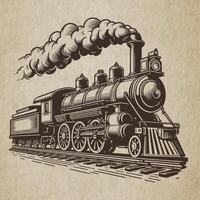 vapeur locomotive.main tiré illustration. vecteur