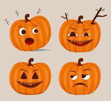 Halloween citrouilles expression collection vecteur