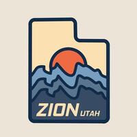 Sion nationale parc, Utah État, parfait pour imprimer, vêtements, autocollants, etc vecteur