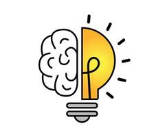cerveau dans lumière ampoule icône, Créatif idée et éducation concept, illustration vecteur