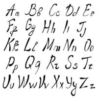 alphabet anglais calligraphique polices dessinées à la main - vector illustration