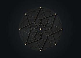 géométrie sacrée d'or, étoile à huit branches. icône du logo mandala mystique géométrique de l'alchimie graine ésotérique de la vie. vecteur cercles concentriques amulette méditative divine isolé sur fond noir