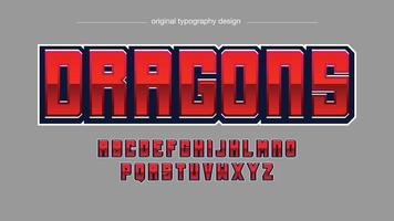 typographie de jeu de sport futuriste 3d métallique brillant rouge vecteur