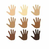gens avec différent peau couleurs en mettant leur mains ensemble sur blanc Contexte. unité concept plat illustration. vecteur