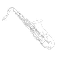 ligne dessin saxophone vent instruments. le jazz les performances ou participation dans un orchestre illustration vecteur