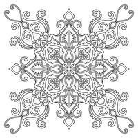 abstrait fleur, mandala, noir lignes de ethnique tribal floral modèle. sur une blanc arrière-plan, vecteur