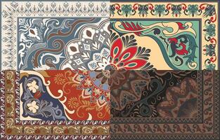 comprenant une ensemble de persan tapis, 1 de 4 couverture Composants, Composants de vieux style Accueil décorer tapis. vecteur