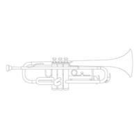 trompette musical instrument laiton instrument sur blanc Contexte vecteur