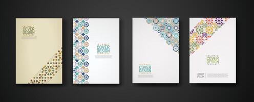 ensemble islamique couverture conception modèle avec coloré détail et texture de floral mosaïque islamique art ornement. vecteur
