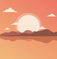 le coucher du soleil paysage sur une Montagne Lac vecteur