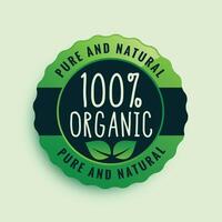 100 biologique nourriture agréé étiquette conception vecteur