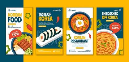 coréen nourriture social médias histoires plat dessin animé main tiré modèles Contexte illustration vecteur