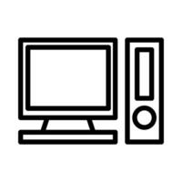 ordinateur icône ou logo illustration contour noir style vecteur