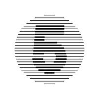 cinq nombre rond ligne abstrait optique illusion Bande demi-teinte symbole icône vecteur
