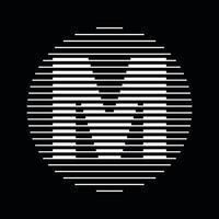 m alphabet lettre logo rond cercle ligne abstrait optique illusion Bande demi-teinte symbole icône vecteur