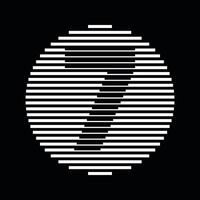 Sept nombre rond ligne abstrait optique illusion Bande demi-teinte symbole icône vecteur