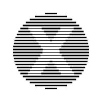 X alphabet lettre logo rond cercle ligne abstrait optique illusion Bande demi-teinte symbole icône vecteur