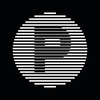 p alphabet lettre logo rond cercle ligne abstrait optique illusion Bande demi-teinte symbole icône vecteur