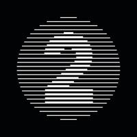 deux nombre rond ligne abstrait optique illusion Bande demi-teinte symbole icône vecteur