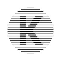 k alphabet lettre logo rond cercle ligne abstrait optique illusion Bande demi-teinte symbole icône vecteur