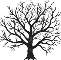 noir et blanc arbre silhouettes illustration vecteur