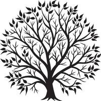 noir et blanc arbre silhouettes illustration vecteur