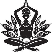 les filles yoga lotus position noir et blanc illustration vecteur