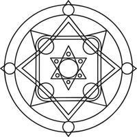 spirituel symbole rond ornement noir et blanc vecteur