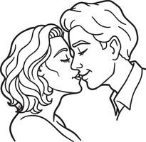 couple embrasser illustration noir et blanc vecteur