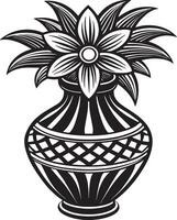 décoratif vase avec fleurs noir et blanc illustration vecteur