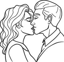 couple embrasser illustration noir et blanc vecteur