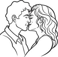 couple embrasser illustration noir et blanc vecteur