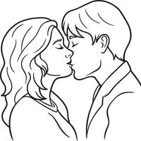 couple embrasser illustration noir et blanc vecteur