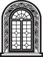 décoratif fenêtre avec fleurs noir et blanc illustration vecteur
