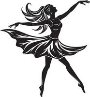 ballet Danseur silhouette illustration noir et blanc vecteur