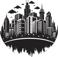 ville horizon logo illustration noir et blanc vecteur