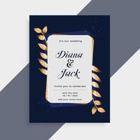 mariage invitation carte avec d'or feuilles Cadre vecteur