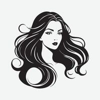 élégant femme silhouette illustration écoulement cheveux beauté logo vecteur