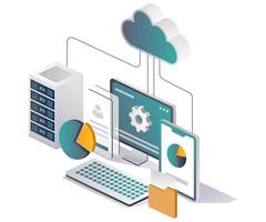 serveur et réseau informatique cloud vecteur