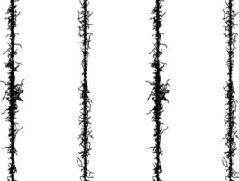 barbelé câble tissu, une ensemble de noir et blanc clôture lignes avec différent formes, une frontière câble avec barbelé fil, barbelé avec une doubler, barbelé câble avec barbelé câble contre une blanc Contexte vecteur