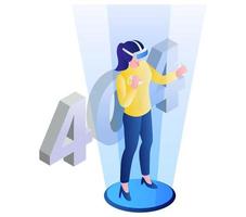 erreur 404 avec une femme en réalité virtuelle vecteur