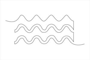 continu un ligne dessin de océan mer vague contour ligne art illustration vecteur