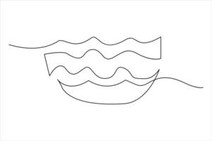 continu un ligne dessin de océan mer vague contour ligne art illustration vecteur