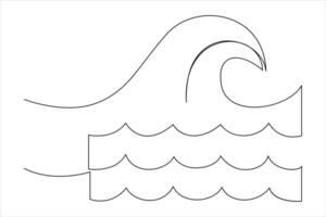 continu un ligne dessin de océan mer vague contour ligne art illustration vecteur