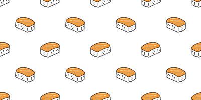 Sushi sans couture modèle Saumon onigiri Japonais nourriture tuile Contexte griffonnage écharpe isolé illustration dessin animé répéter fond d'écran conception vecteur