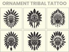 une noir silhouette ensemble de une africain ornement tribal tatouage, clipart vecteur