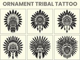 une noir silhouette ensemble de une africain ornement tribal tatouage, clipart vecteur