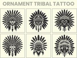 une noir silhouette ensemble de une africain ornement tribal tatouage, clipart vecteur