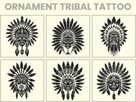 une noir silhouette ensemble de une africain ornement tribal tatouage, clipart vecteur