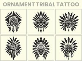 une noir silhouette ensemble de une africain ornement tribal tatouage, clipart vecteur